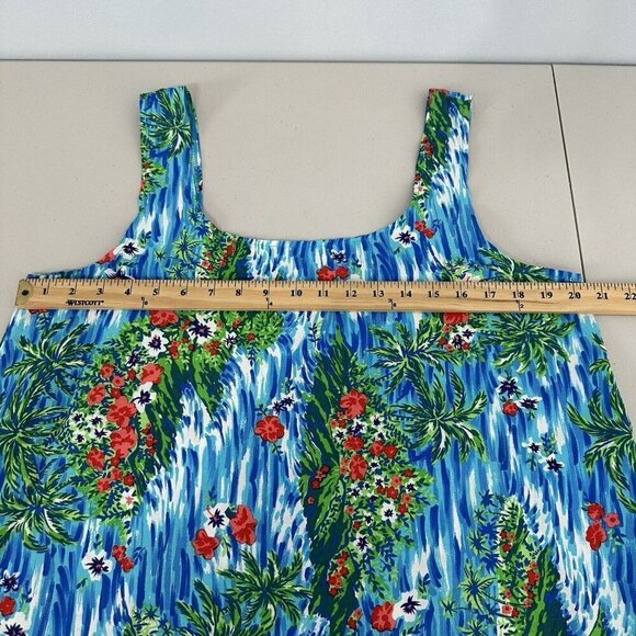La Blanca Coverup Size L Blue Floral Dress Vintage Hawaiian - Picture 7 of 9